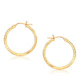 14K Yellow Gold Diamond Cut Hoop Earrings  (25mm Diameter) thumbnail 1