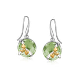18K Yellow Gold and Sterling Silve Earrings with Bow and Round Green Amethysts thumbnail 1