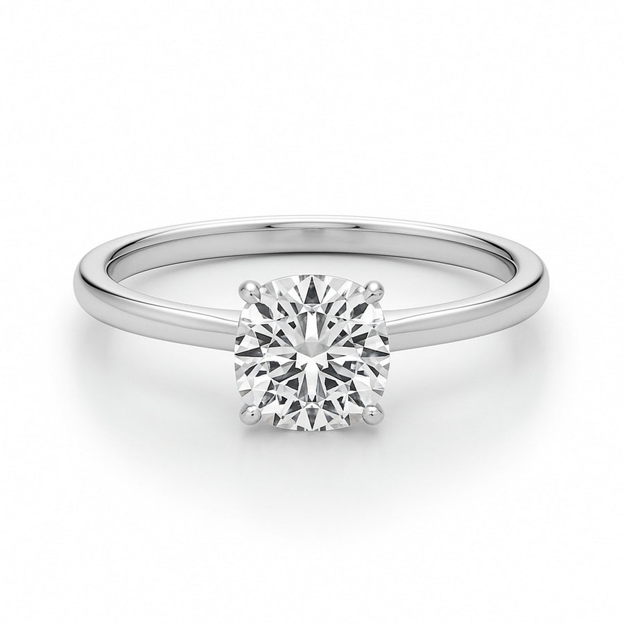 1 Carat Cushion Lab Grown IGI G/VS1 Diamond Solitaire Ring in 10K White Gold