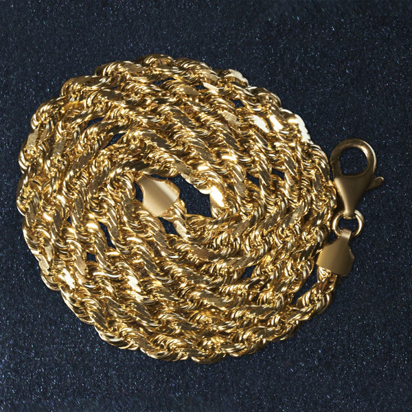 10k Yellow Gold Solid Diamond Cut Rope Chain (5.00 mm)
