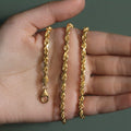 10K yellow gold rope chain with diamond-cut faceted links at 5.00 mm