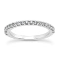 14K white gold wedding ring band with shared prong round diamond stones