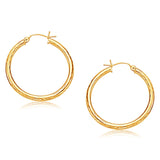 14K yellow gold hoop earring with diamond-cut faceted finish thumbnail 1