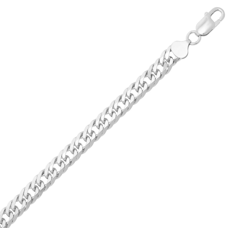 Sterling Silver Rhodium Plated Flat Miami Cuban Chain (7.80 mm)