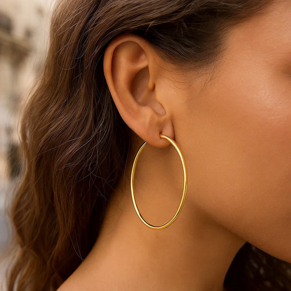 14k Yellow Gold Polished Hoop Earrings (2x55mm)