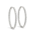 14K white gold hoop earrings with two-sided oval diamond stones