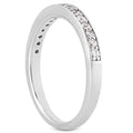 14K white gold ring with round pave diamond stones set halfway around