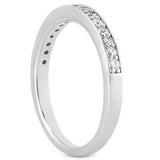 14K white gold ring with round pave diamond stones set halfway around thumbnail 1