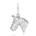 925 sterling silver horse head charm in profile with top loop