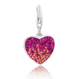 Sterling Silver Heart Charm with Citrine, Pink, and White Tone Crystal Accents thumbnail 1
