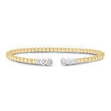14K Two Tone Polish Diamond Pallina Open Beaded Cuff Bangle (3.00 mm) thumbnail 2