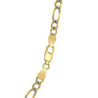 14K Yellow Gold Solid Pave Figaro Chain (3.80 mm)