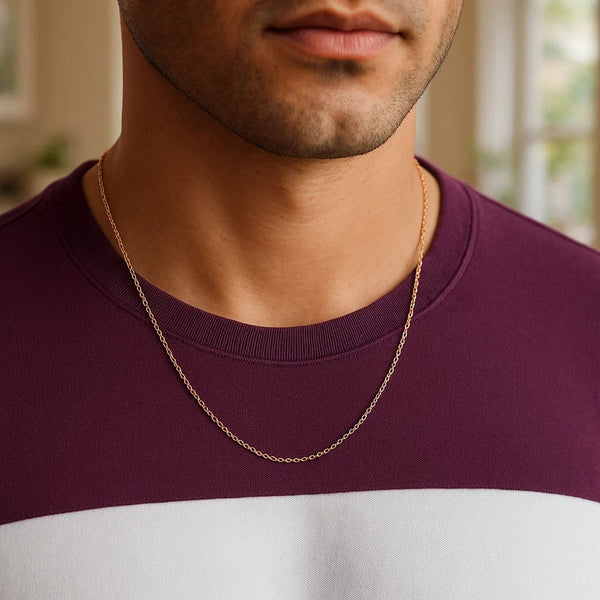 14k Rose Gold Oval Cable Link Chain (0.97 mm)
