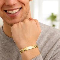 14k Yellow Gold 8 1/2 inch Mens Wide Curb Chain ID Bracelet (10.00 mm)
