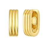 14K Yellow Gold Fancy Oval Triple Row Hoop Earrings thumbnail 1