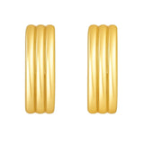 14K Yellow Gold Fancy Oval Triple Row Hoop Earrings thumbnail 2