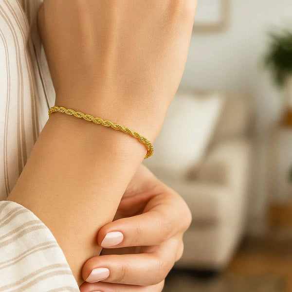 14k Yellow Gold Solid Rope Bracelet (2.50 mm)