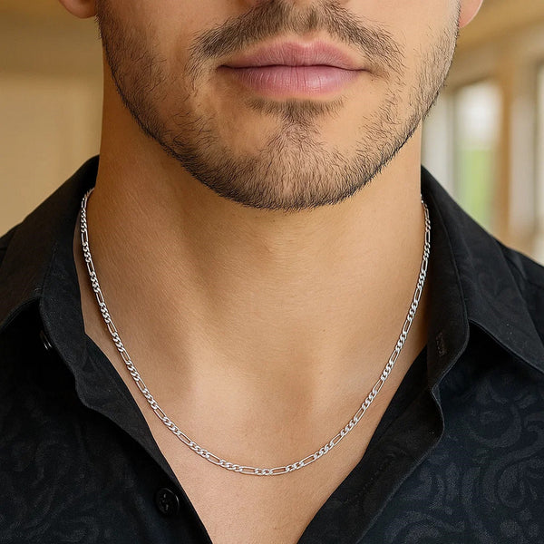 14k White Gold Solid Figaro Chain (1.90 mm)