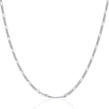14K white gold Figaro chain with alternating round and elongated links, 1.90 mm