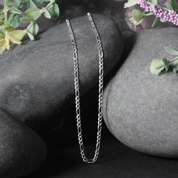 14k White Gold Solid Figaro Chain (1.90 mm)