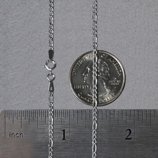 14k White Gold Solid Figaro Chain (1.90 mm)