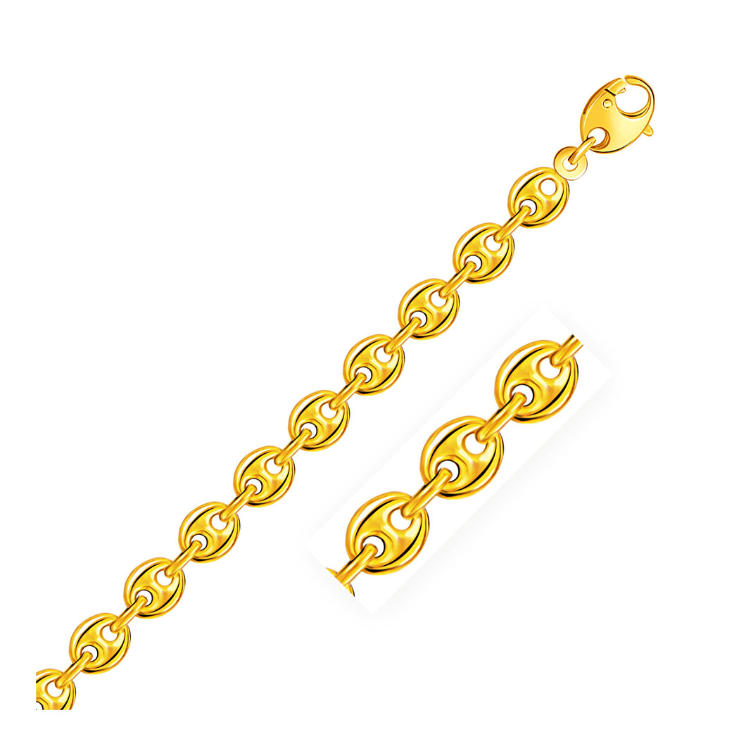 14k Yellow Gold Puffed Mariner Link Bracelet (6.80 mm)