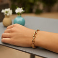 14K yellow gold puffed mariner link bracelet, 6.80 mm wide