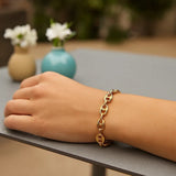 14K yellow gold puffed mariner link bracelet, 6.80 mm wide thumbnail 1