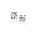 14K white gold stud earrings with 2 round diamond stones in four-prong settings