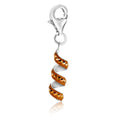 925 sterling silver coil charm with orange-tone round crystal accent stones