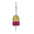 Sterling silver ice-pop charm with magenta and yellow pave crystals