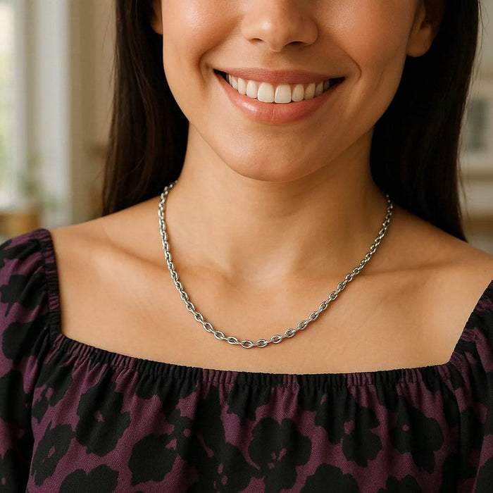 Sterling Silver Rhodium Plated Cable Chain (2.75 mm)