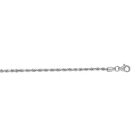 2.25mm 14k White Gold Diamond Cut Rope Anklet