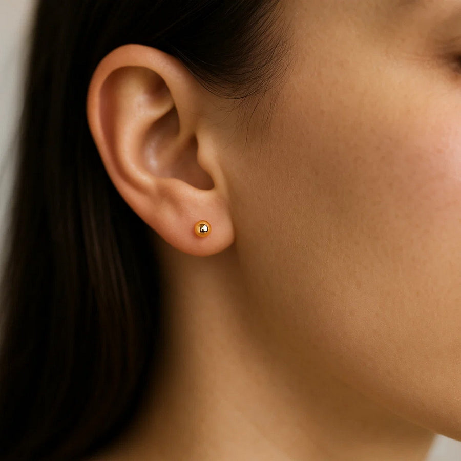 14k Yellow Gold Polished Round Stud Earrings(3mm)