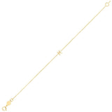 14K yellow gold mini initial K bracelet on a fine chain thumbnail 1