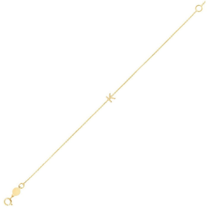 14K Yellow Gold Mini Initial K Bracelet