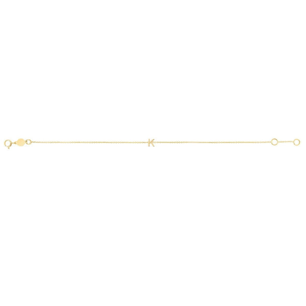 14K Yellow Gold Mini Initial K Bracelet