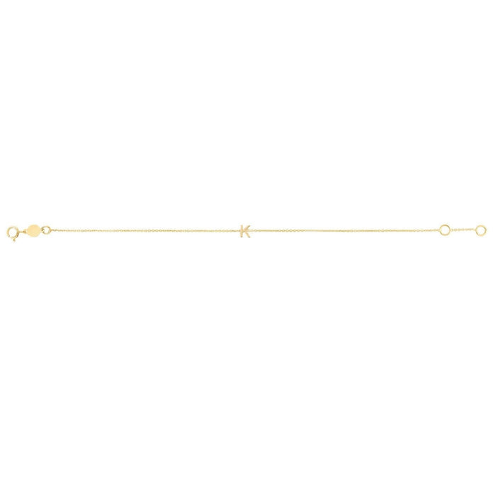 14K Yellow Gold Mini Initial K Bracelet