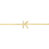 14K Yellow Gold Mini Initial K Bracelet thumbnail 3