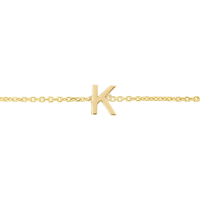 14K Yellow Gold Mini Initial K Bracelet