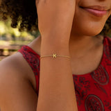 14K Yellow Gold Mini Initial K Bracelet thumbnail 4