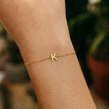 14K Yellow Gold Mini Initial K Bracelet thumbnail 6