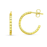 14k Yellow Gold Brick Omega Hoop Earrings thumbnail 1