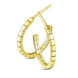14k Yellow Gold Brick Omega Hoop Earrings thumbnail 2