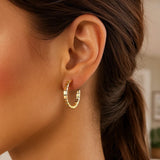 14k Yellow Gold Brick Omega Hoop Earrings thumbnail 3
