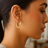 14k Yellow Gold Brick Omega Hoop Earrings thumbnail 5