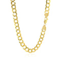 10K yellow gold Cuban curb chain with 7 mm flat interlocking links