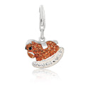 Sterling silver rocking horse charm earring with multi-color crystal studs
