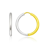14k Two-Tone Gold Hoop Earrings in a Hinged Style(2.5x20mm)