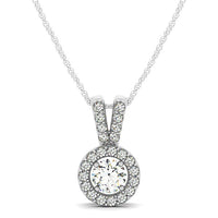 Round Pendant with Split Bail and Diamond Halo in 14k White Gold (3/4 cttw)